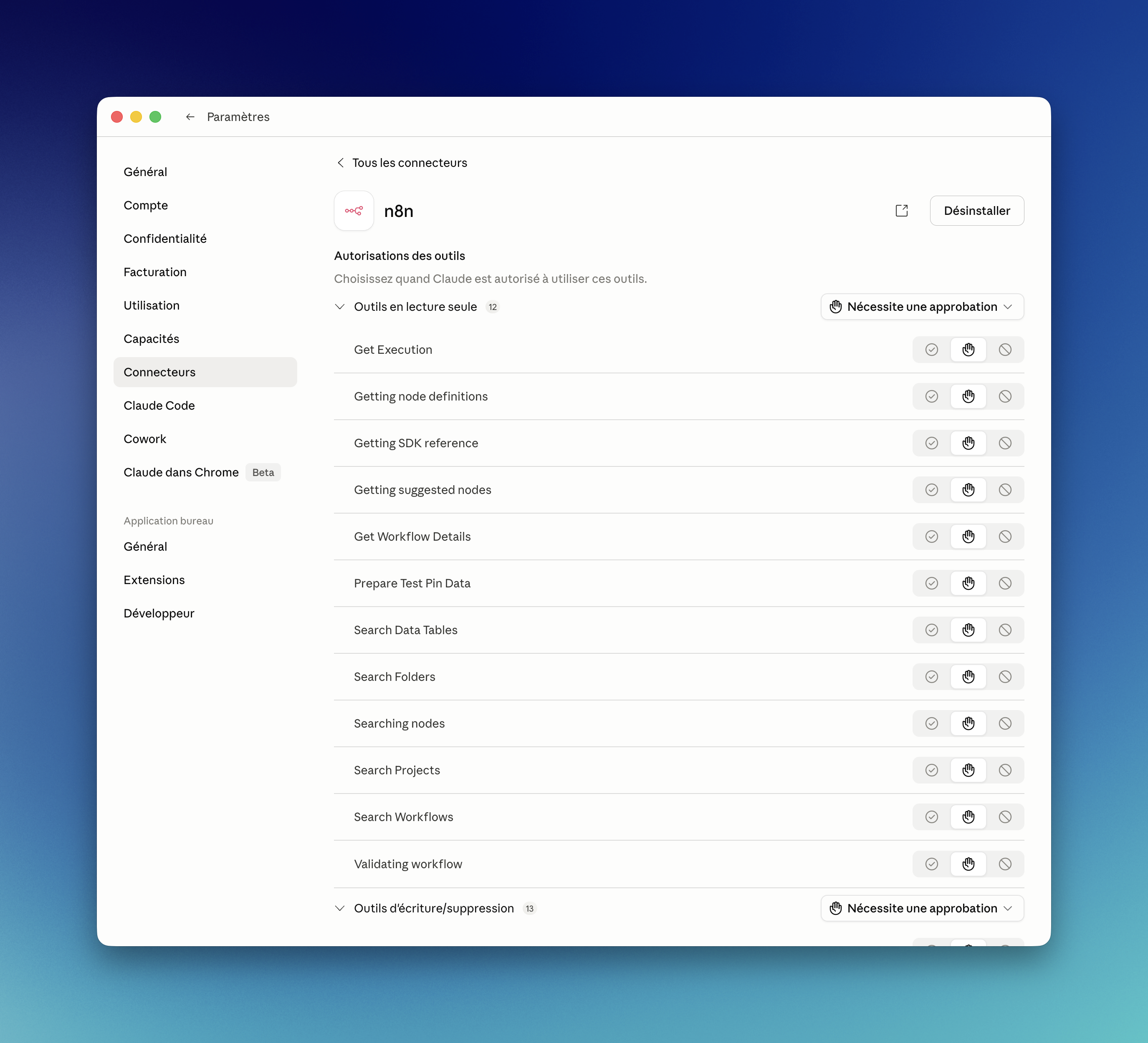 Liste des outils MCP disponibles dans n8n depuis claude